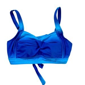 Hanna Nikole Womens‎ Plus Size 14W Blue Ombre Twist Front Bikini Swim Top NWT